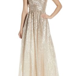 New Eliza J Ombré Sequin Full length Ball Gown Prom Formal Evening Dress Size 8 Retail $288