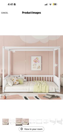 Full Size Montessori House Bed Frame | White | Solid Wood