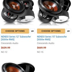 4 BRAND NEW CRESCENDO AUDIO SUBS