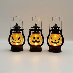 3 Pcs Vintage Pumpkin Night Light, Hand Lamp, Halloween Festive Ambience Lamp