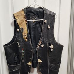 Men's Leather Biker Vest Costume 