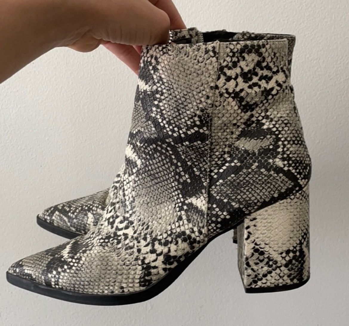 Snake Skin Vegan Leather Flat Heeled Booties