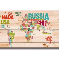 World Map  Canvas Print Colorful Pictures Modern  36"W x 20"H