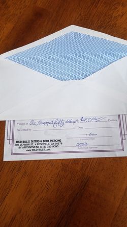 Gift certificate for wild bills