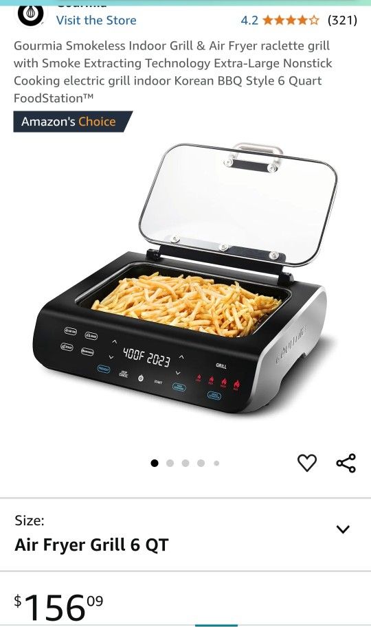 Gourmia Smokeless Indoor Grill & Air Fryer