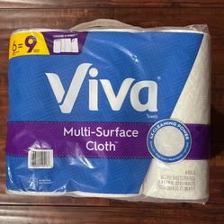 Viva Multi-Surface Cloth Paper Towels: 6 Single PLUS Rolss= 9 Singles Rolls