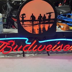 Budwieser neon beer sign  surfer