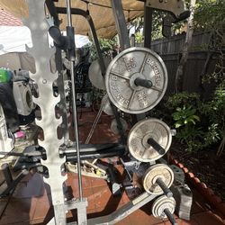 OLYMPIC SQUAT RACK WITH OLYMPIC WEIGHTS 