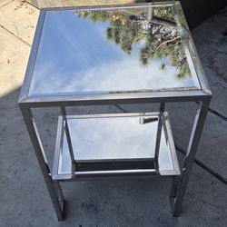 Midcentury Chrome and Mirrored End Table
