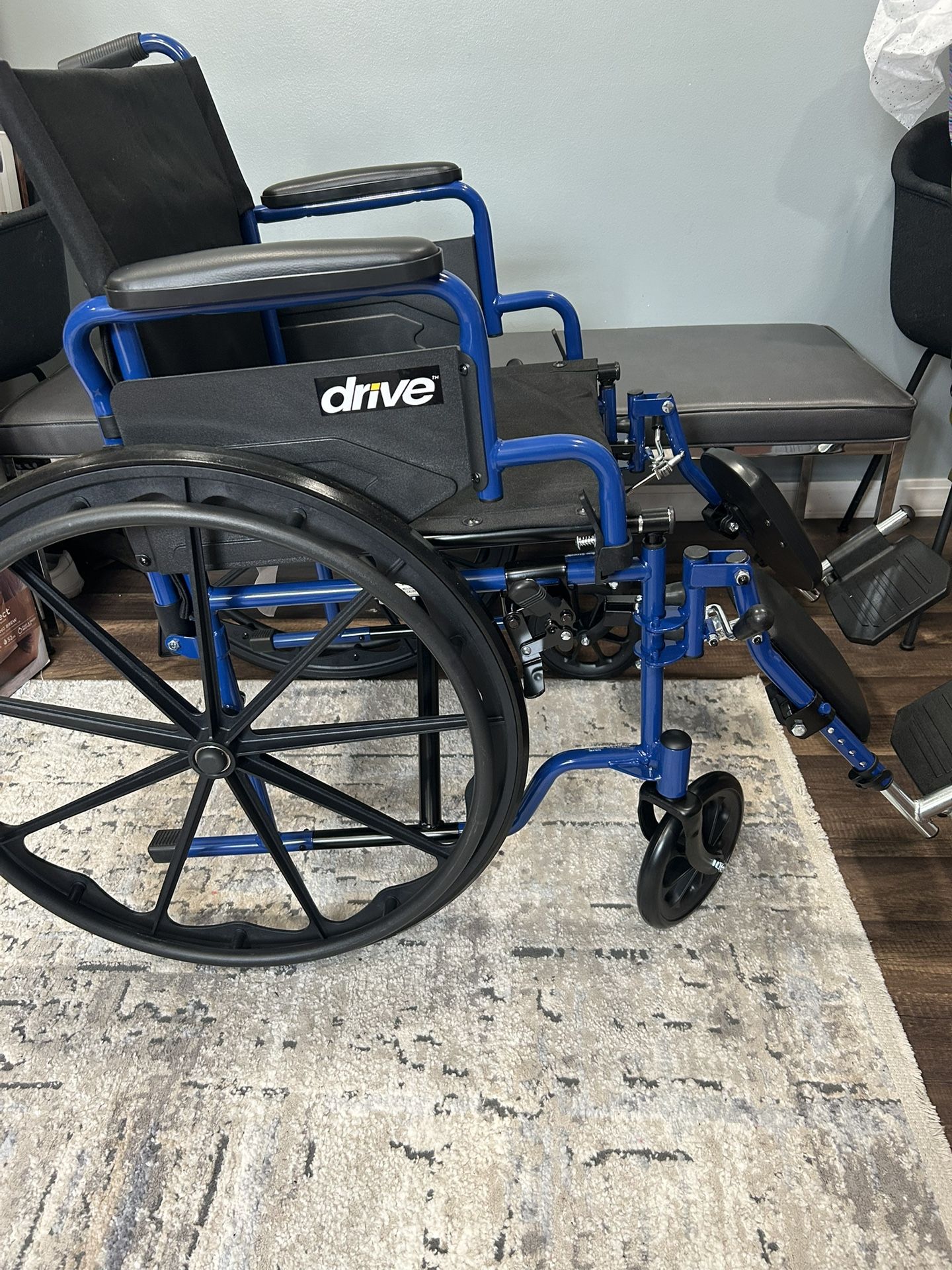 Wheelchair with Flip Back Desk Arms, Elevating Leg Rests