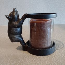 Whimsical 6-in Iron Pig Votive Candle Holder