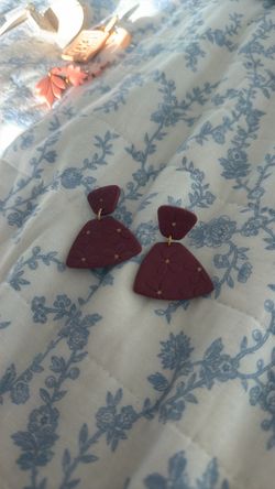 Burgundy Clay Dangle Earrings