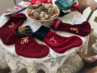 Tassel Homemade  Red/Teal  Christmas Stockings. 