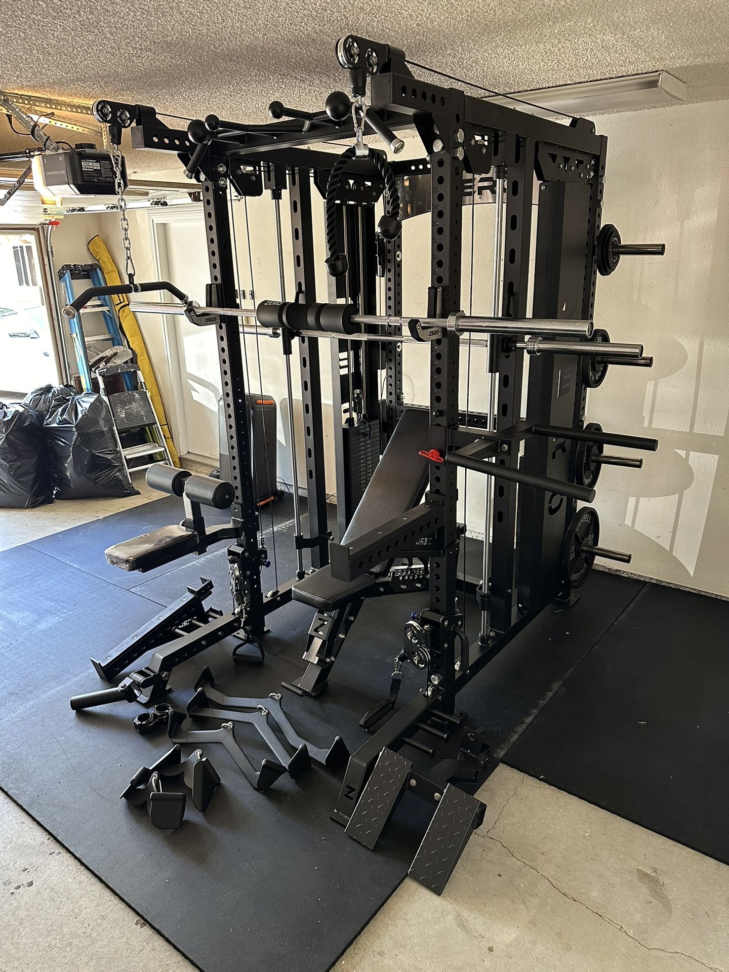Smith Machine 500 | Adjustable Bench | 245lb Cast Iron Olympic Weights | 7ft Olympic Bar | Fitness | Gym Equipment | FREE DELIVERY/INSTALLATION 🚚 🛠️
