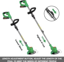 21V Cordless Weed Wacker,Electric Lawn Edger with 1 Battery and Charger,Lightweight Grass Trimmer with 4 Types Cutting Blade,String Trimmer with Wheel