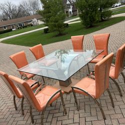 Modern Glass Dining Table Set - 8 Chairs