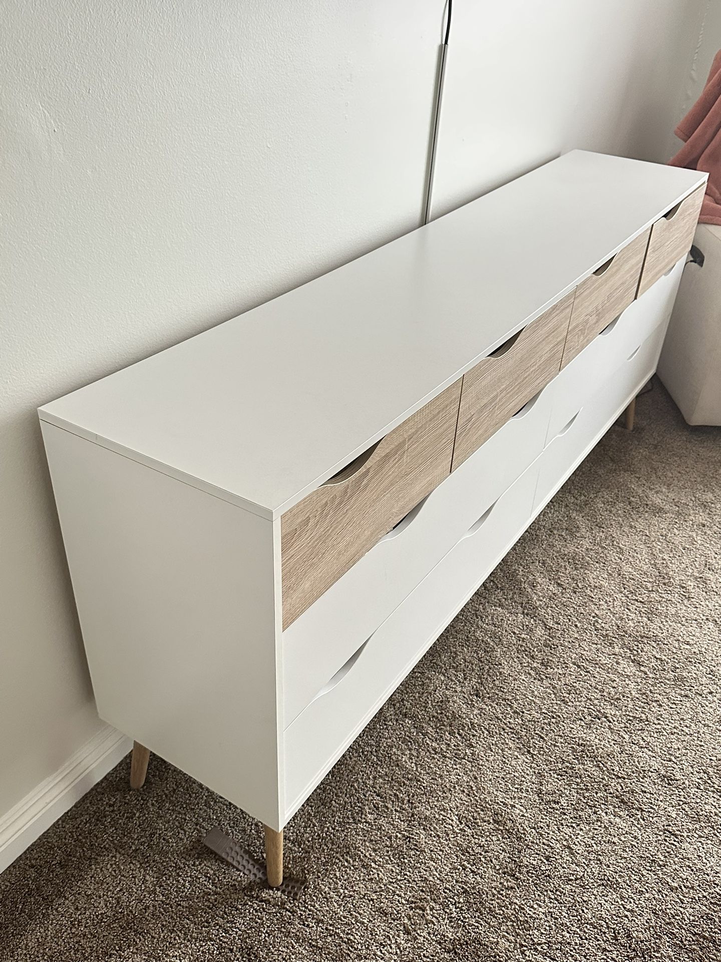 Tvilum Diana 8 Drawer Dresser, White/Oak Structure