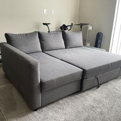 IKEA FRIHETEN Sleeper Sofa Bed L Shaped Sectional Couch In Grey