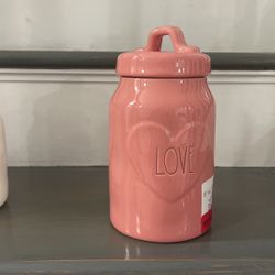 Rae Dunn “LOVE” Small Coral Pink Canister