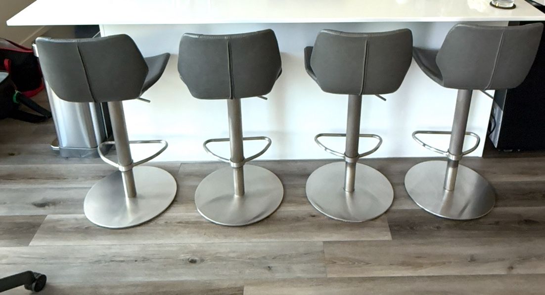Leather Gray Bar Chairs/Stools