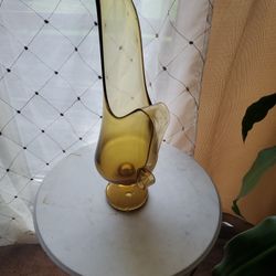 Swung Amber Pitcher Vase