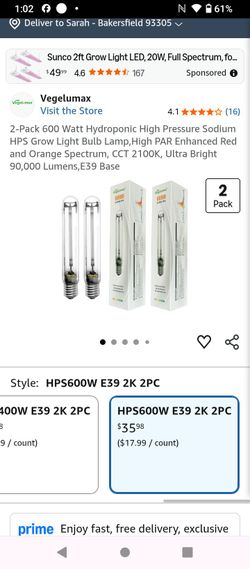 2pk 600w Grow Light bulbs