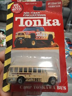 1999 Tonka Maisto Camp Tonkawa Bus, which is part of the Die Cast Collection #18 of 50 vehicles. 