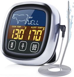 Touchscreen LCD Large Display Instant Read Food Thermometer with Backlight, Long Probe