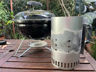 Barely Used Weber Kettle Charcoal Grill with Chimney Starter