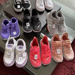 Lot Of Girl Sneakers Size 13C-3Y Nike Adidas Converse Vans