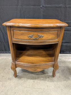 Traditional Brown Wood Accent Table with Drawer and Shelf