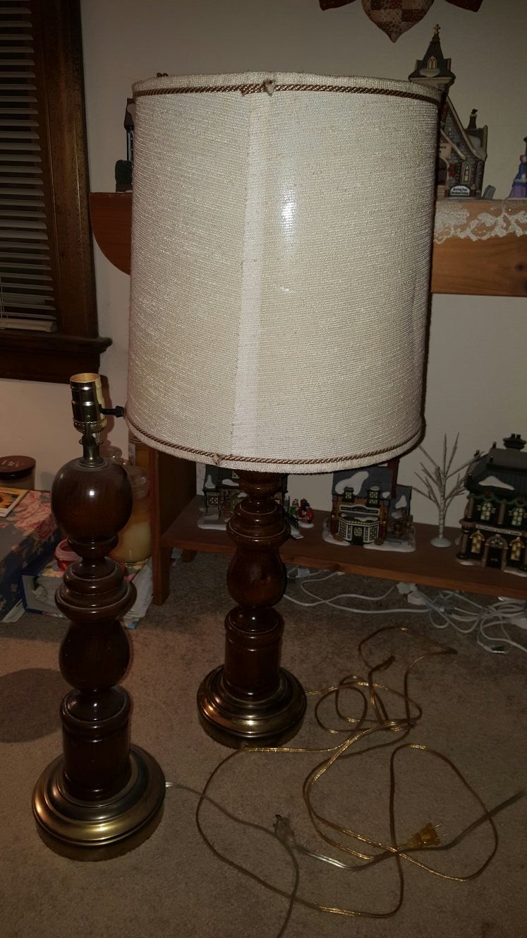 Two vintage wooden lamps