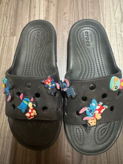 Iconic Crocs Slip-On Sandals with Stitch Charms J3