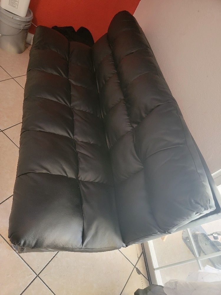 Leather Sofa Bed Blak Color Full Size
