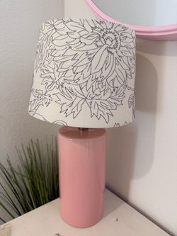 Pink Table Lamp with Floral Shade
