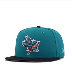 New San Jose Sharks Santa Cruz Freak Black Teal New Era Fitted 7  3/8 GrayUV Sold Out 