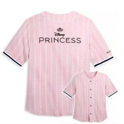 Disney Princess Sport Baseball Jersey Adult Medium Pink Pinstripe Disney Shirt