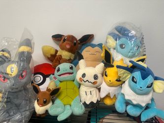 Random assortment of Pokemon and Disney Plush