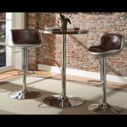 Brancaster Leather Dining- Aluminum barstool + 2x Leather adjustable swivel chairs $1,200  full set