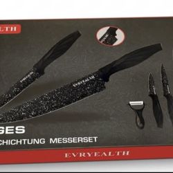 EVRYEALTH 6-Piece Professional Marble Coated Knife Set with Peeler - SG-9200 - Brand New!