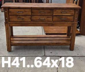 Parota Sofa Table w/6 Drawers