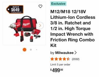 Milwaukee M18 Impact Wrench & M12 Ratchet Kit