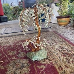 Copper Wire Palm Tree With Shells Antique