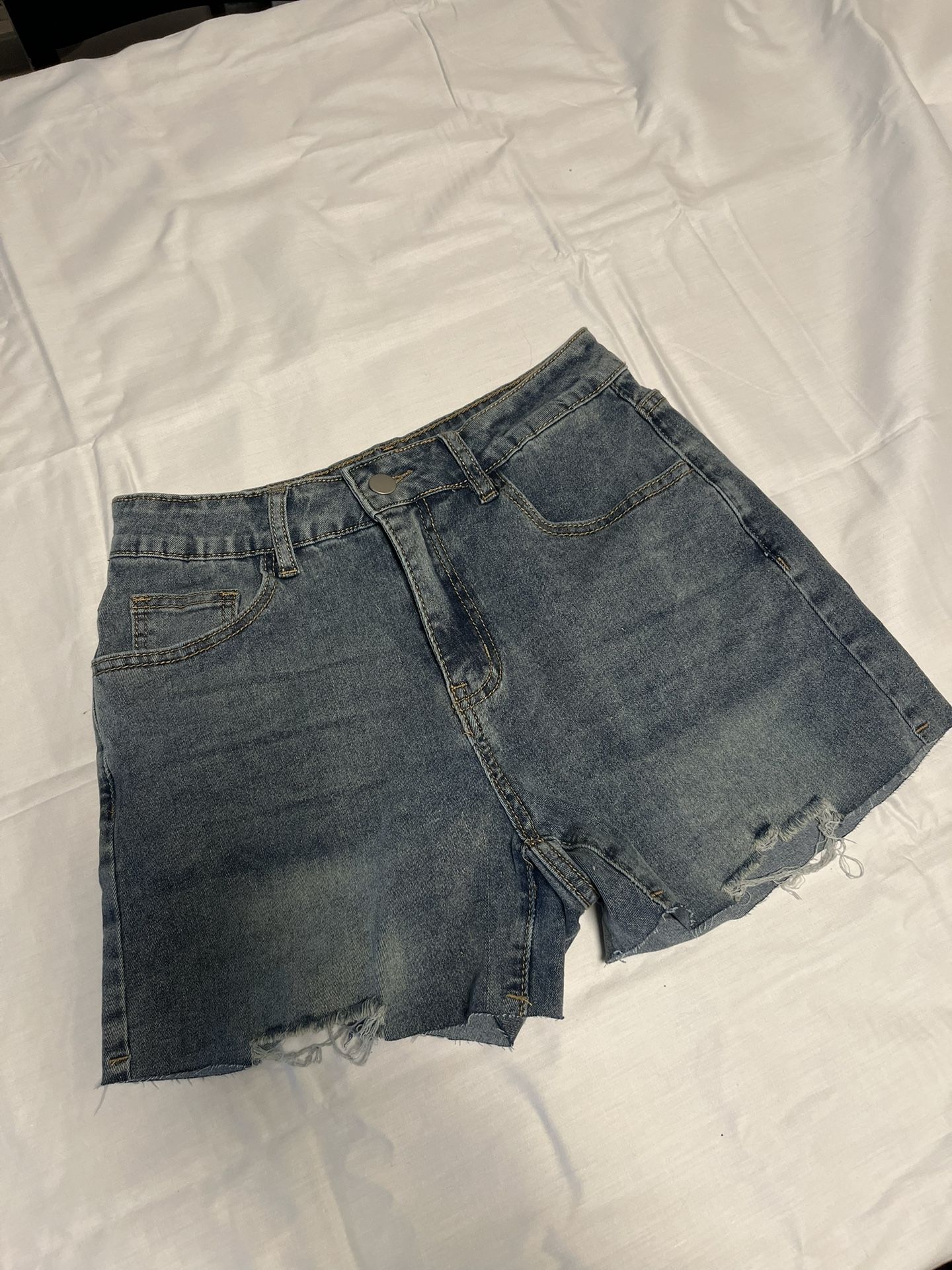 High Waisted Blue Denim Shorts