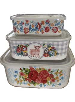 The Pioneer Woman Sweet Rose Rectangle 6-Piece Nesting Casserole Baking Dish Bakeware Set with Lids