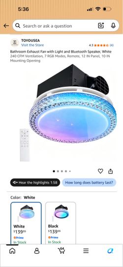 Bathroom Exhaust Fan with Light and Bluetooth Speaker