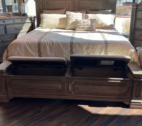 Bed with Storage Space and Charging Ports, Reading Lights and Dresser with Mirror - SAME DAY DELIVERY - No Credit Needed - 0% Interest