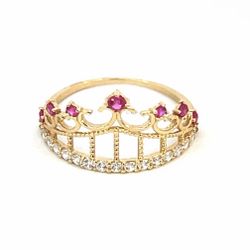 Woman’s Ladies 14k Yellow Gold CZ Cubic Zirconia Crown Ring Size 7.5 GP3115172