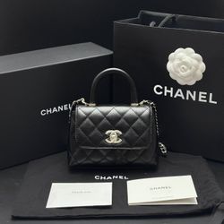 New Chanel 26C Nano Coco Top Handle Flap Bag – Black Caviar with Light Gold Hardware