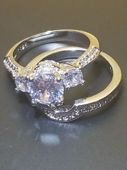 Women's wedding engagement promises ring set